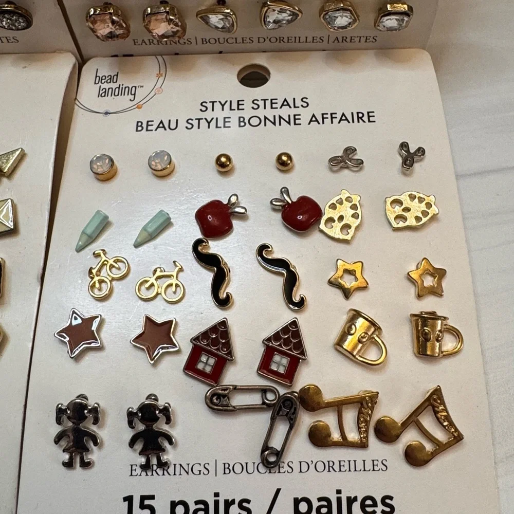 Bead Landing Style Steals Stud Earrings Lot | 15 Pair Cards | Some Singles‎